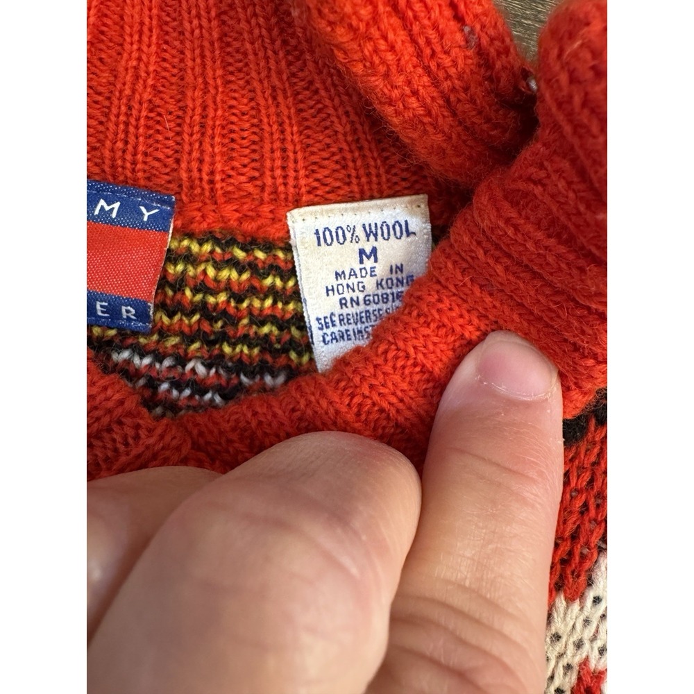 Vintage Tommy Hilfiger Knitted Jumper Sweater 100% Wool Fair Isle Ski Colorful - Picture 11 of 15